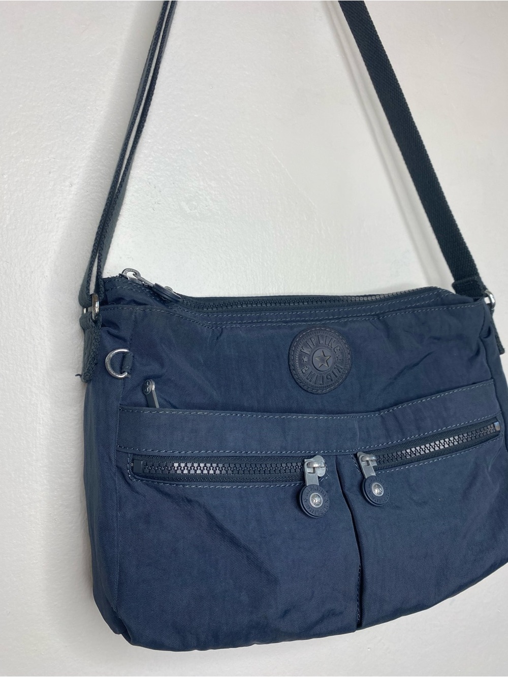 Kipling Angie Nylon Crossbody bag Blue gray Roomy lightweight